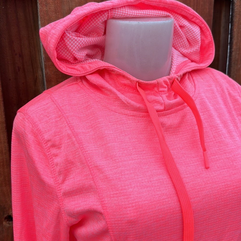 Avia Heathered Neon Pink Cowl Neck Activewear Pullover Hoodie Thumbholes Size M - Picture 5 of 9